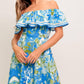 TROPICAL HAZE POWDER BLUE WOVEN MIDI DRESS