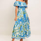 TROPICAL HAZE POWDER BLUE WOVEN MIDI DRESS