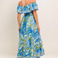 TROPICAL HAZE POWDER BLUE WOVEN MIDI DRESS