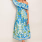 TROPICAL HAZE POWDER BLUE WOVEN MIDI DRESS