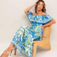 TROPICAL HAZE POWDER BLUE WOVEN MIDI DRESS