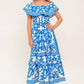 BLOOM SERENADE BLUE WOVEN MIDI DRESS