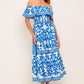 BLOOM SERENADE BLUE WOVEN MIDI DRESS