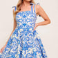 FLORENCE DAYS FLORAL BLUE WOVEN MINI DRESS