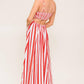DREAM PETALS RED STRIPE WOVEN ANKLE DRESS