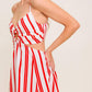 DREAM PETALS RED STRIPE WOVEN ANKLE DRESS