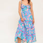 SOFT BLOOM BLUE WOVEN MIDI DRESS