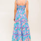 SOFT BLOOM BLUE WOVEN MIDI DRESS