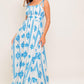 BLUE NOIR FLORAL WOVEN MAXI DRESS