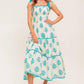 MIDNIGHT BOTANICA WOVEN MIDI DRESS