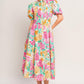 BLOOMING GARDEN WOVEN MIDI DRESS
