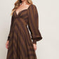 BROWN GODDESS FLOW WOVEN MIDI DRESS