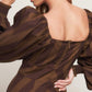 BROWN GODDESS FLOW WOVEN MIDI DRESS