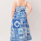 BLUE MAJOLICA CHARM WOVEN MIDI DRESS