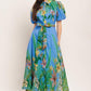 PALM SERENADE BLUE WOVEN MIDI DRESS