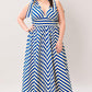 BLUE VOYAGE STRIPE WOVEN MIDI DRESS