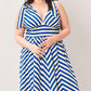 BLUE VOYAGE STRIPE WOVEN MIDI DRESS