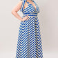 BLUE VOYAGE STRIPE WOVEN MIDI DRESS