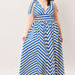 BLUE VOYAGE STRIPE WOVEN MIDI DRESS
