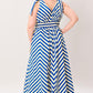 BLUE VOYAGE STRIPE WOVEN MIDI DRESS