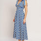 BLUE VOYAGE STRIPE WOVEN MIDI DRESS
