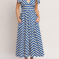 BLUE VOYAGE STRIPE WOVEN MIDI DRESS