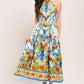 CERAMIC FLORA WOVEN MIDI DRESS