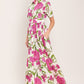 BLOOMING ROSE WOVEN MAXI SHIRT DRESS