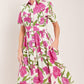 BLOOMING ROSE WOVEN MAXI SHIRT DRESS