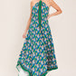 TROPICAL TEMPTATION HALTER WOVEN MIDI DRESS