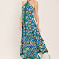 TROPICAL TEMPTATION HALTER WOVEN MIDI DRESS
