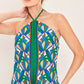 TROPICAL TEMPTATION HALTER WOVEN MIDI DRESS