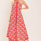 TROPICAL TEMPTATION HALTER WOVEN MIDI DRESS