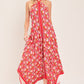 TROPICAL TEMPTATION HALTER WOVEN MIDI DRESS