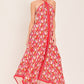 TROPICAL TEMPTATION HALTER WOVEN MIDI DRESS