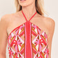 TROPICAL TEMPTATION HALTER WOVEN MIDI DRESS
