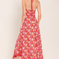 TROPICAL TEMPTATION HALTER WOVEN MIDI DRESS