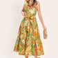 TROPICAL BLOOM TIERED WOVEN MINI SHIRT DRESS