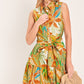 TROPICAL BLOOM TIERED WOVEN MINI SHIRT DRESS