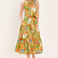 TROPICAL BLOOM TIERED WOVEN MINI SHIRT DRESS