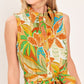TROPICAL BLOOM TIERED WOVEN MINI SHIRT DRESS