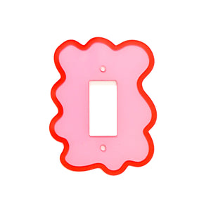 Red and pink squiggle light switch cover