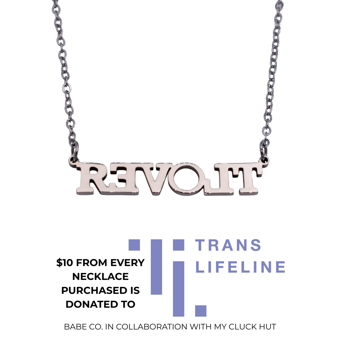 Revolt Cutout Necklace for Trans Lifeline - Babe Co x My Cluck Hut