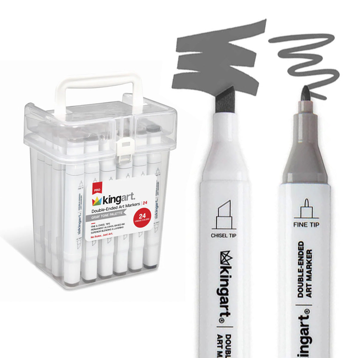PRO Double-Ended Alcohol Markers - 24 Gray Tone Colors