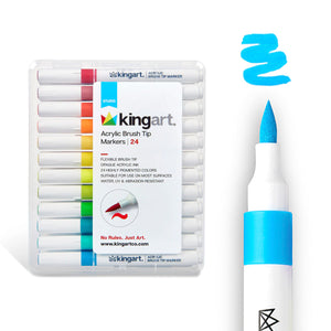 Acrylic Paint Markers, Brush Tip 24 Metallic Colors