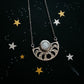 Moon Goddess Necklace - Moon Phases Rainbow Moonstone Pendant