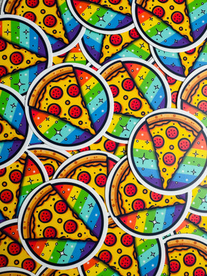 Bespattered Facade Rainbow Pizza Party Sticker