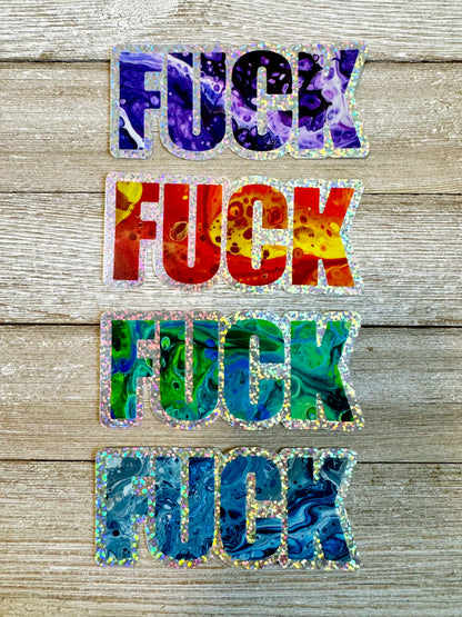 Rainbow Parts Everyone's Favorite Word Holographic Glitter Sticker Set