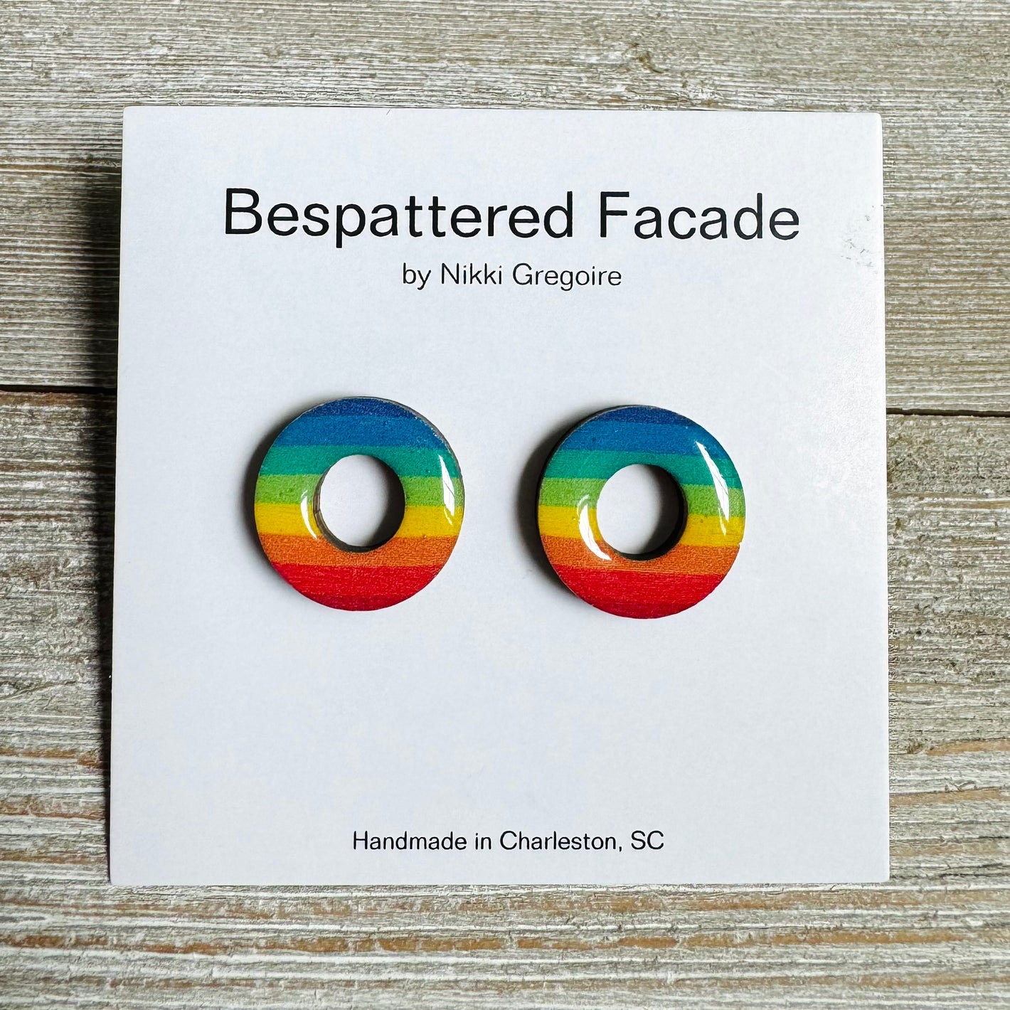 Stripey Rainbow Rings Stud Earrings