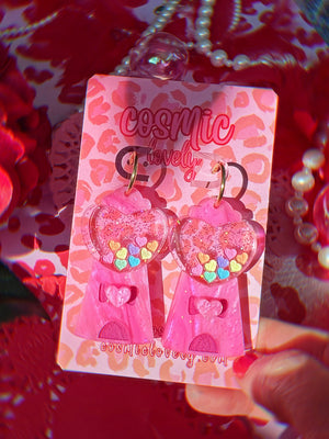 Cutie Heart Gum ball Machine Earrings